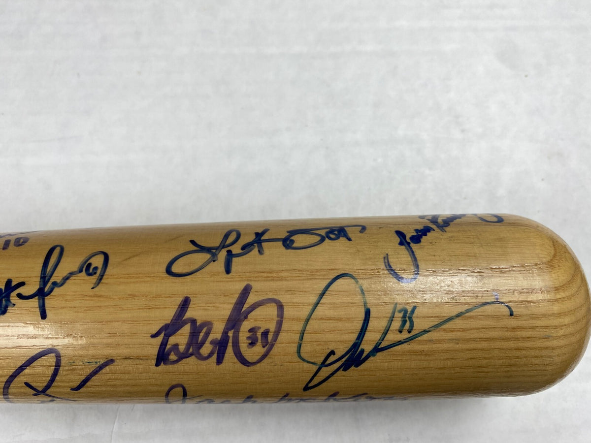 2005 FL MARLINS TEAM SIGNED RAWLINGS BAT AJ BURNETT DONTRELLE WILLIS JACK MCKEON
