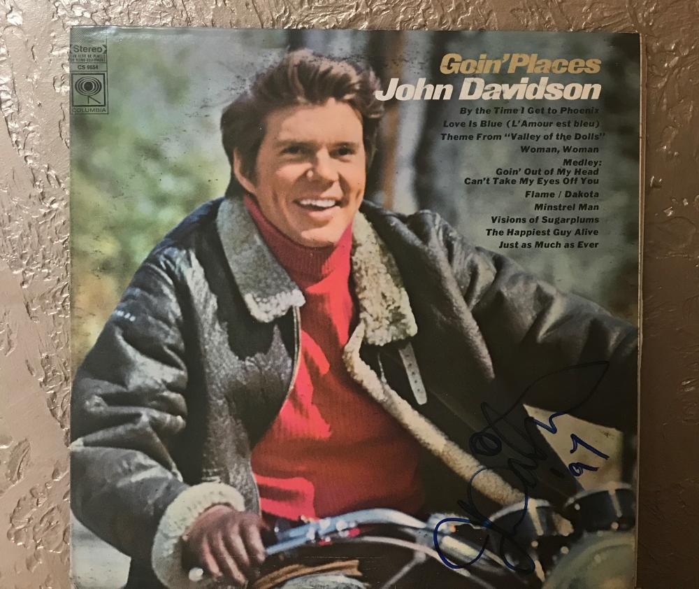 JOHN  DAVIDSON  GOIN' PLACES SIGNED 1997  VINYL RECORD ALBUM W/COA