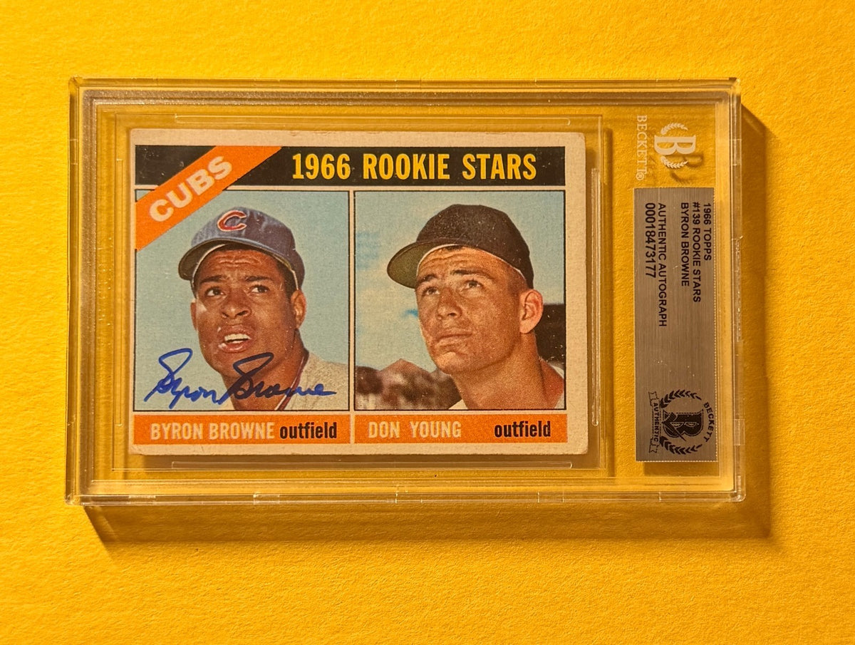 1966 TOPPS BYRON BROWNE #139 SIGNED AUTO CARD BECKETT AUTHENTIC CUBS