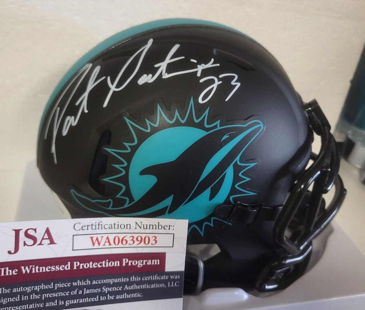 PATRICK SURTAIN MIAMI DOLPHINS SIGNED AUTO ECLIPSE MINI HELMET JSA #WA063903