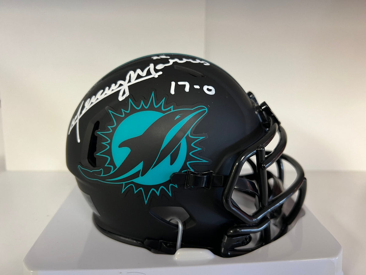 MERCURY MORRIS 17-0 MIAMI DOLPHINS SIGNED AUTOGRAPH ECLIPSE MINI HELMET W/COA