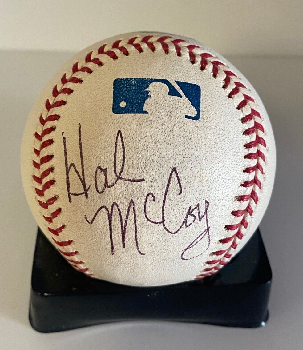 HAL MCCOY SPORTSWRITER SPINK AWARD SIGNED AUTOGRAPHED M.L. BASEBALL BECKETT AUTH