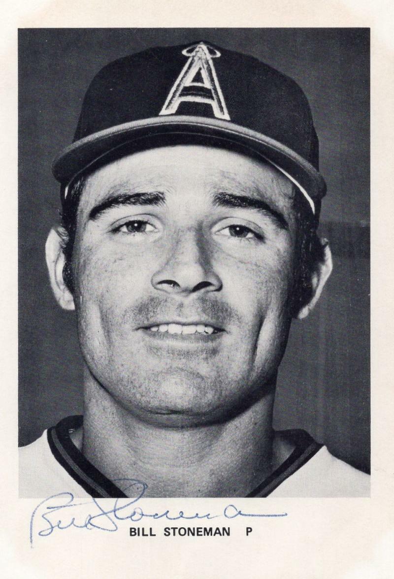 BILL STONEMAN  CALIFORNIA ANGELS  SIGNED 4X6 POSTCARD W/ COA