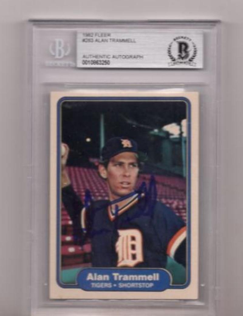 1982 FLEER ALAN TRAMMELL TIGERS SIGNED CARD BECKETT AUTHENTIC AUTOGRAPHED