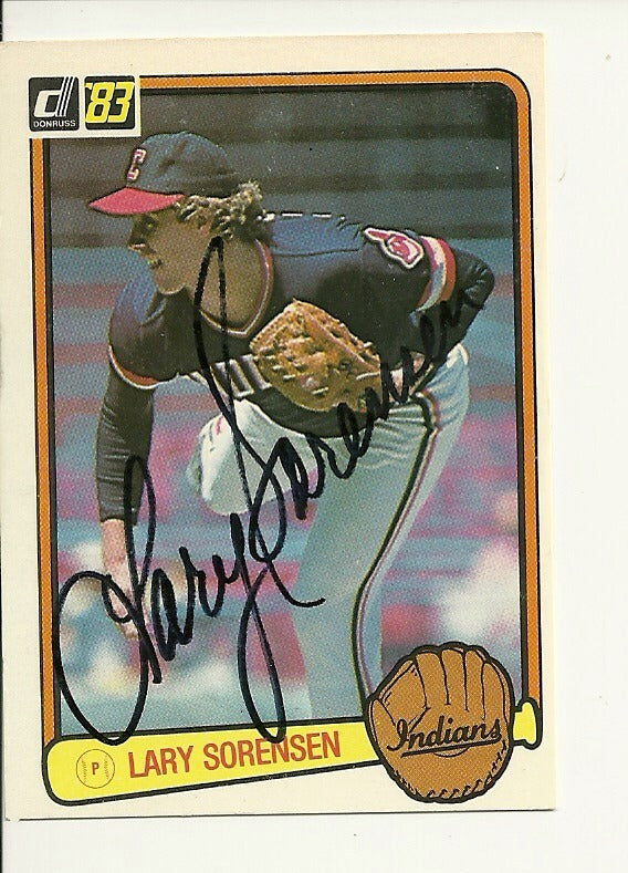 LARY SORENSEN CLEVELAND INDIANS SIGNED AUTO 1983 DONRUSS CARD #363 W/COA