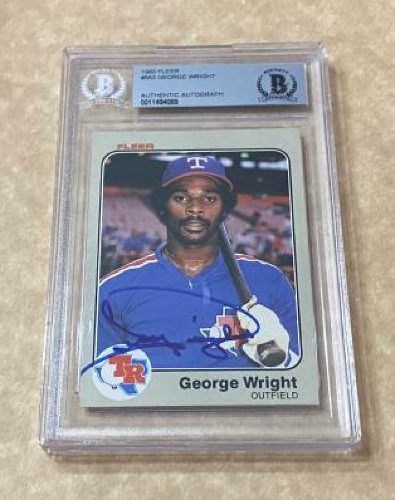 1983 FLEER GEORGE WRIGHT #583 RANGERS RARE SIGNED CARD BECKETT AUTHENTIC AUTO