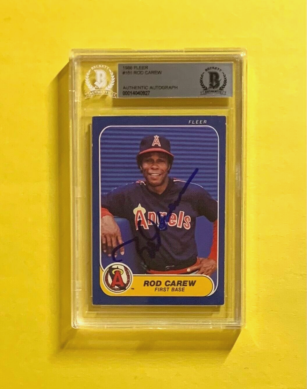 1986 FLEER ROD CAREW #151 AUTHENTIC AUTO BECKETT CERTIFIED ANGELS