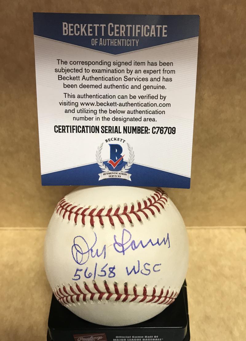 DON LARSEN  56/58 WSC  NEW YORK YANKEES  SIGNED  M.L. BASEBALL  BECKETT C76709