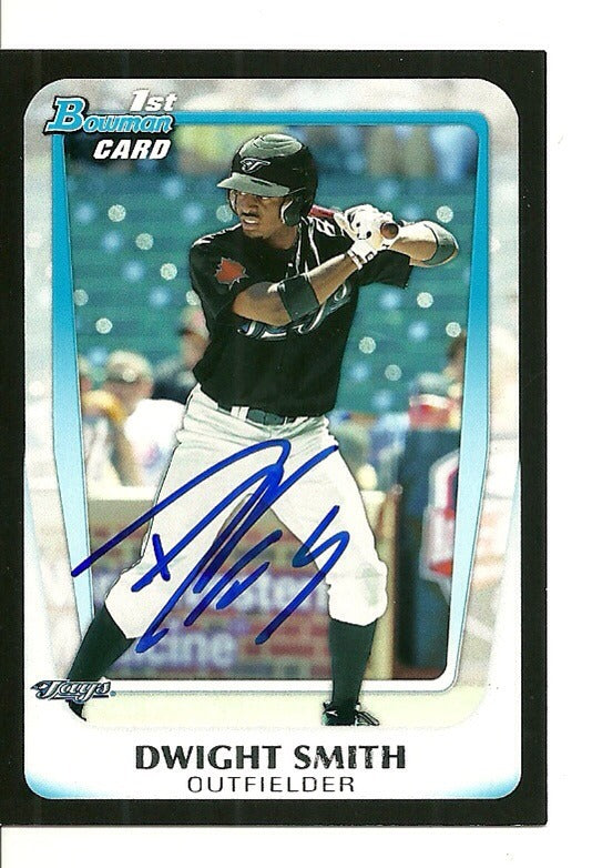 DWIGHT SMITH TORONTO BLUE JAYS SIGNED AUTO 2011 BOWMAN CARD #BDPP77 W/COA