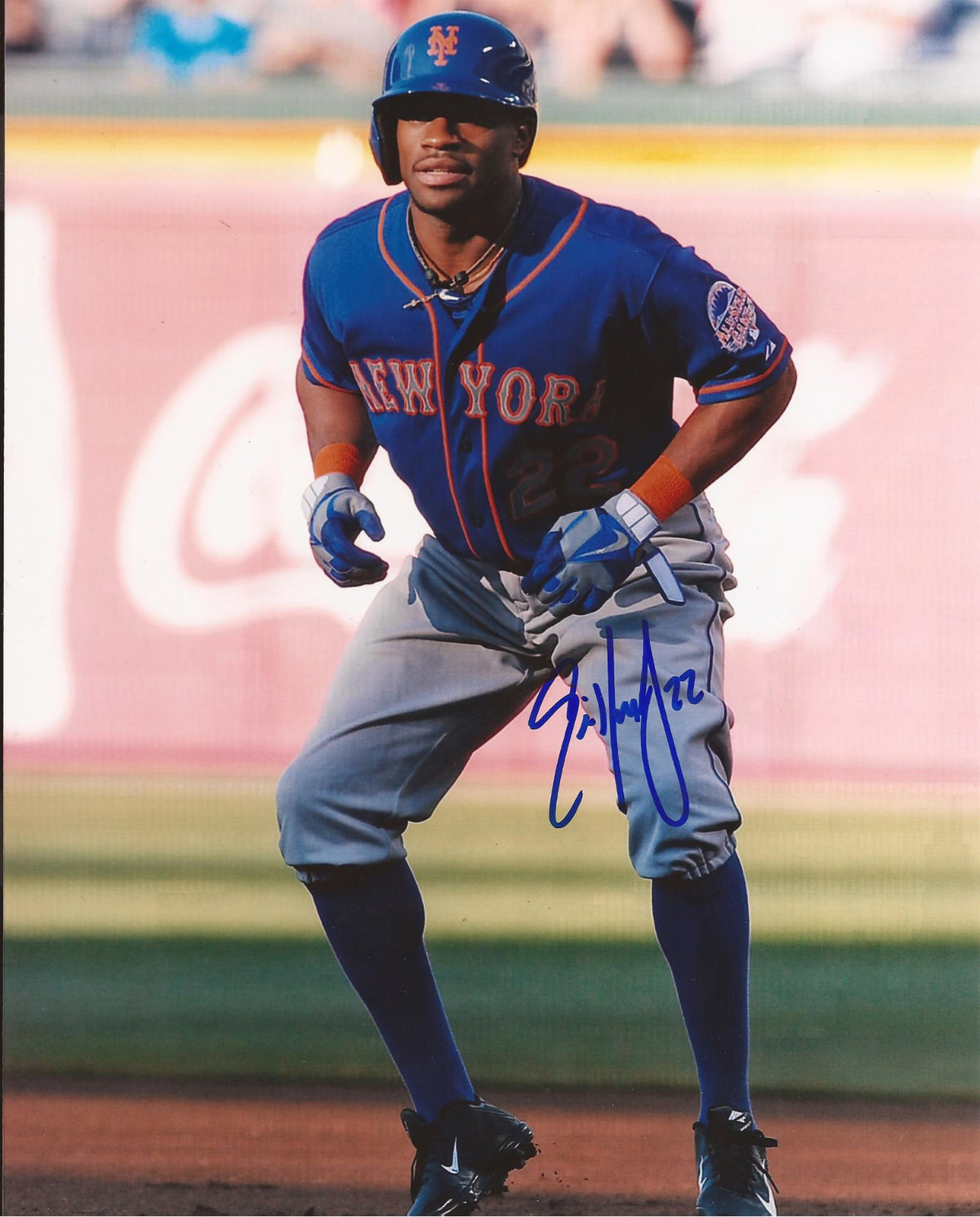 ERIC YOUNG NEW YORK METS SIGNED AUTOGRAPHED 8X10 PHOTO W/COA