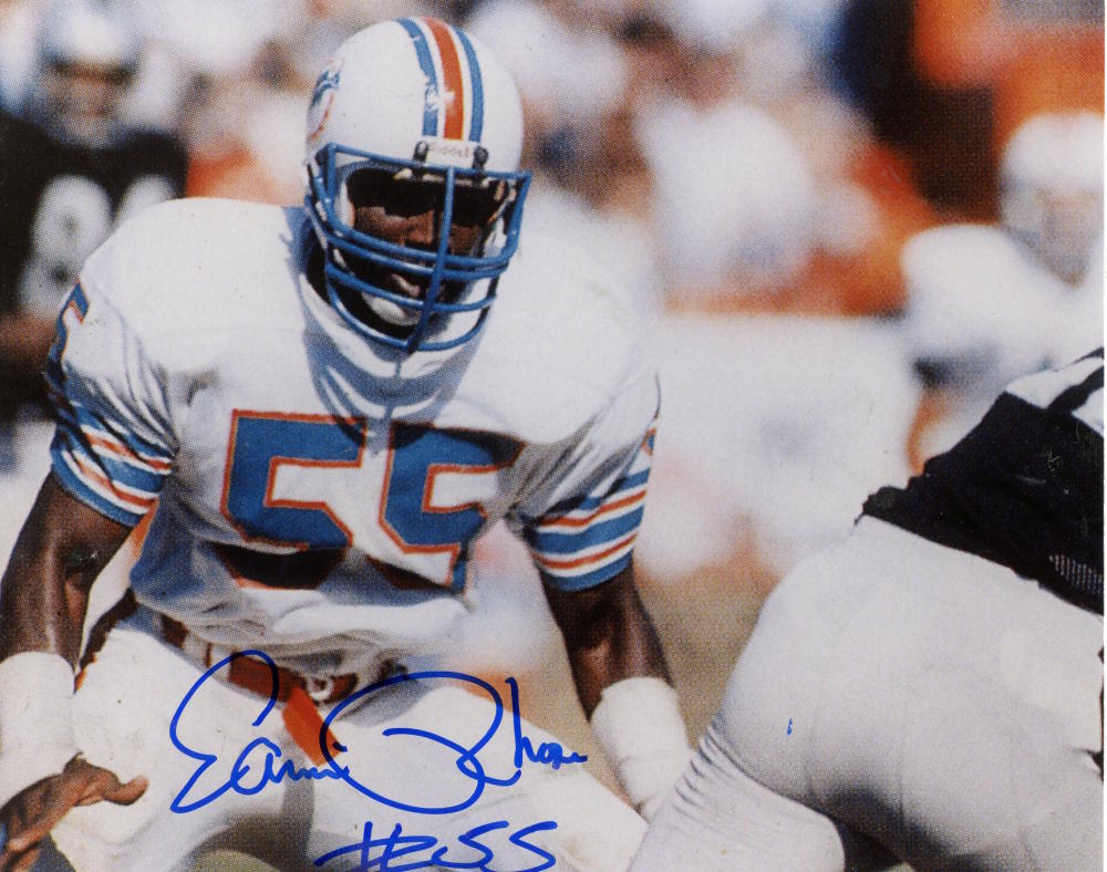 EARNIE RHONE MIAMI DOLPHINS  ACTION  SIGNED 8X10 PHOTO W/COA