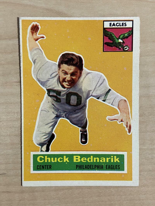 1956 TOPPS CHUCK BEDNARIK PHILADELPHIA EAGLES #28 HOF EX-MT 