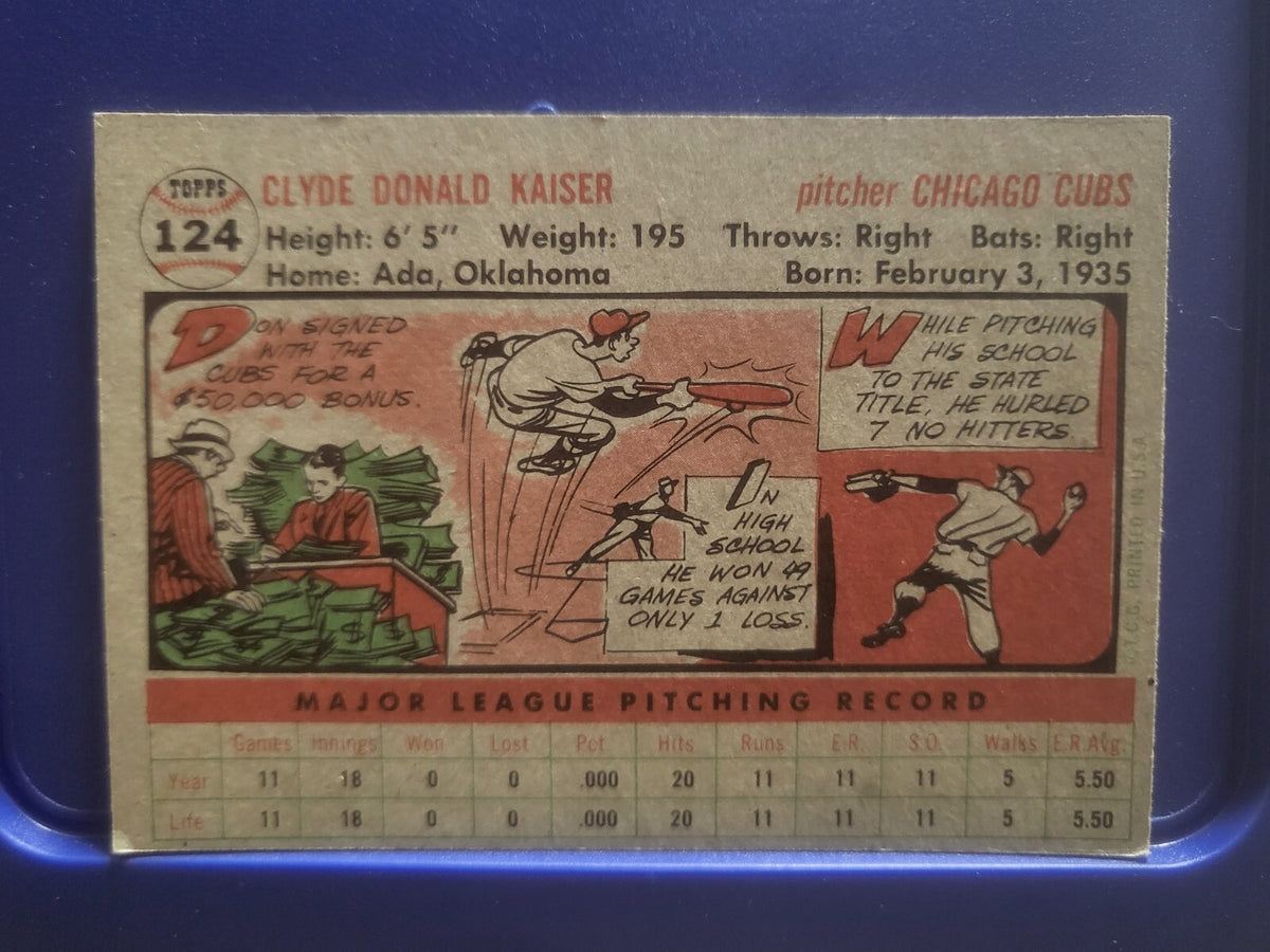 1956 TOPPS DON KAISER CHICAGO CUBS #124 CARD VINTAGE