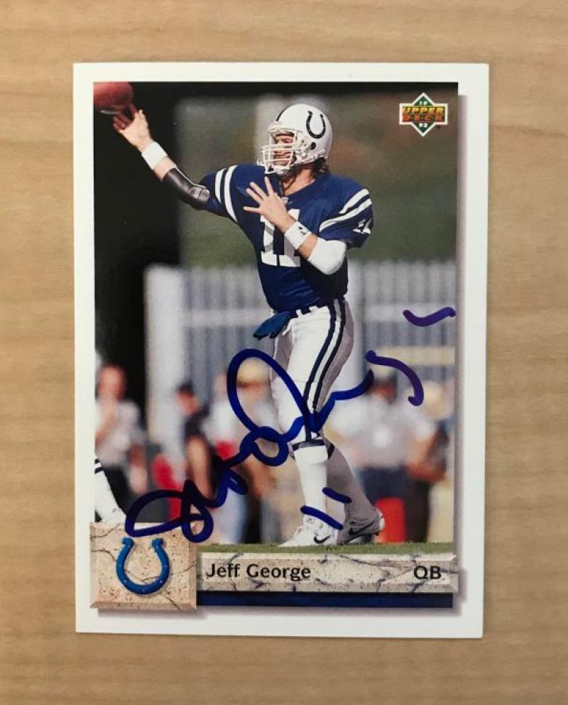 JEFF GEORGE INDIANAPOLIS COLTS SIGNED AUTOGRAPHED 1992 UPPER DECK CARD#590 W/COA