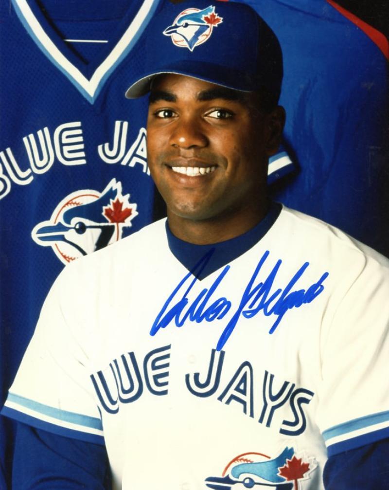CARLOS DELGADO TORONTO BLUE JAYS POSED SIGNED AUTOGRAPHED 8X10 PHOTO W/COA