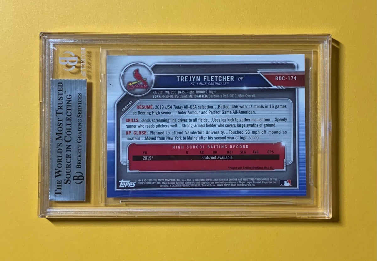 2019 BOWMAN CHROME DRAFT TREJYN FLETCHER CARDINALS BECKETT AUTHENTIC AUTOGRAPH