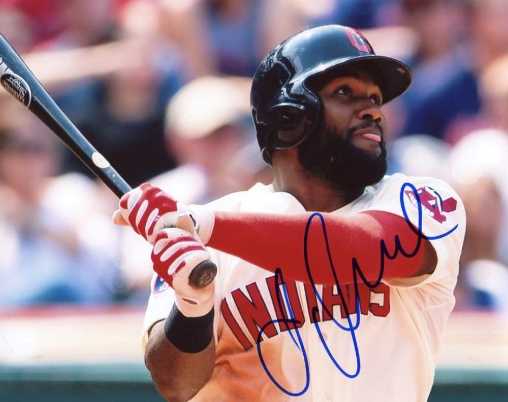 ABRAHAM ALMONTE CLEVELAND INDIANS SIGNED AUTOGRAPHED BATTING 8X10 PHOTO W/COA