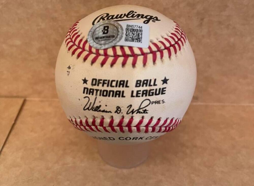 RENE LACHEMANN MARLINS 1ST MGR VINTAGE SIGNED AUTOGRAPHED N.L BASEBALL BECKETT A