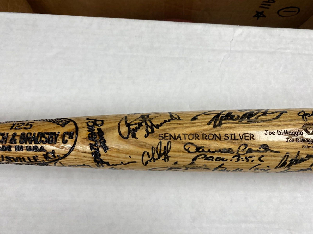 MLB LEGENDS SIGNED JOE DIMAGGIO CHILDRENS HOSPITAL BAT W/COA BROOKS ROBINSON + A
