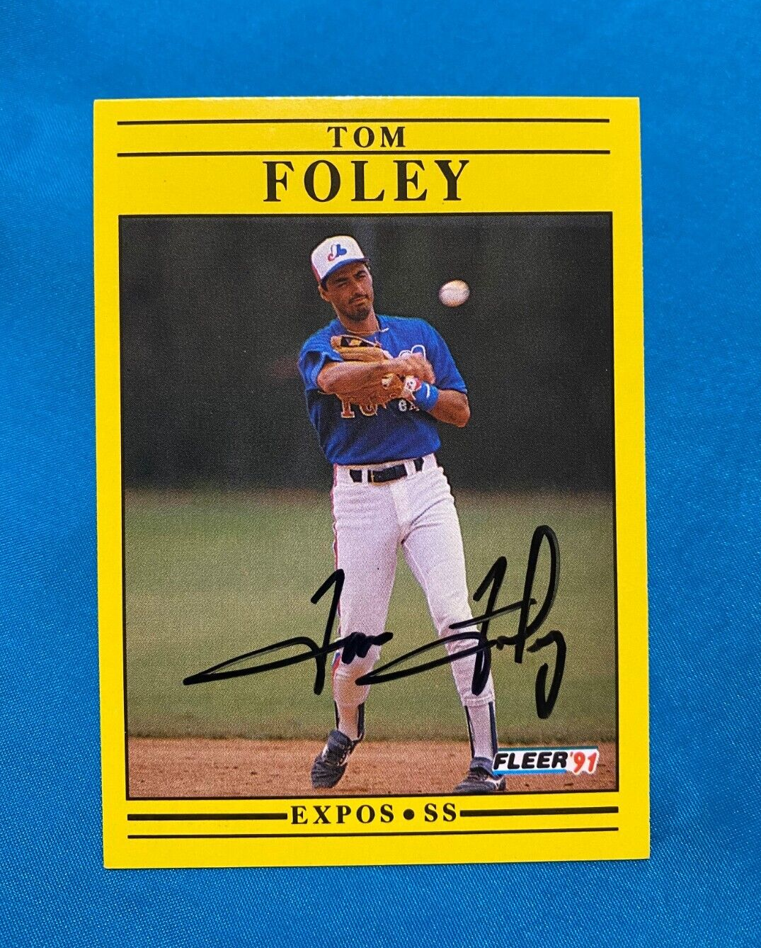 1991 FLEER TOM FOLEY MONTREAL EXPOS AUTOGRAPHED SIGNED CARD #230 W/COA