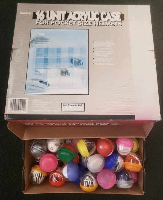 16 UNIT ACRYLIC CASE FOR POCKET SIZE HELMETS NFL FOOTBALL TEAMS LOT RARE VINTAGE
