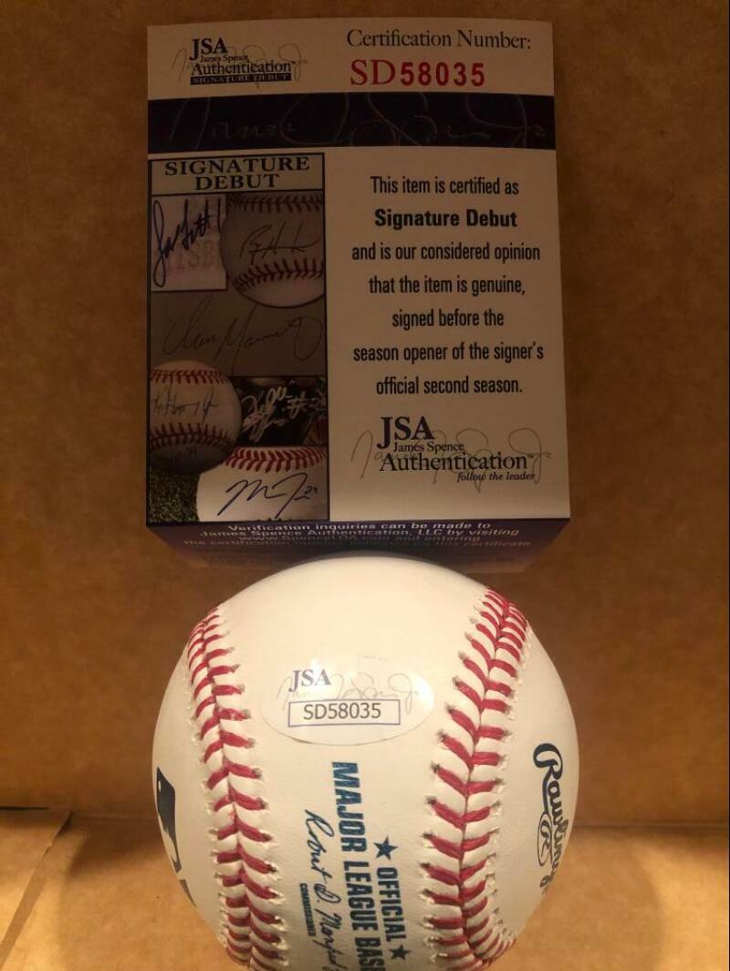 BRENDAN MCKAY TAMPA BAY RAYS SIGNATURE DEBUT SIGNED ML. BASEBALL JSA COA #SD5803