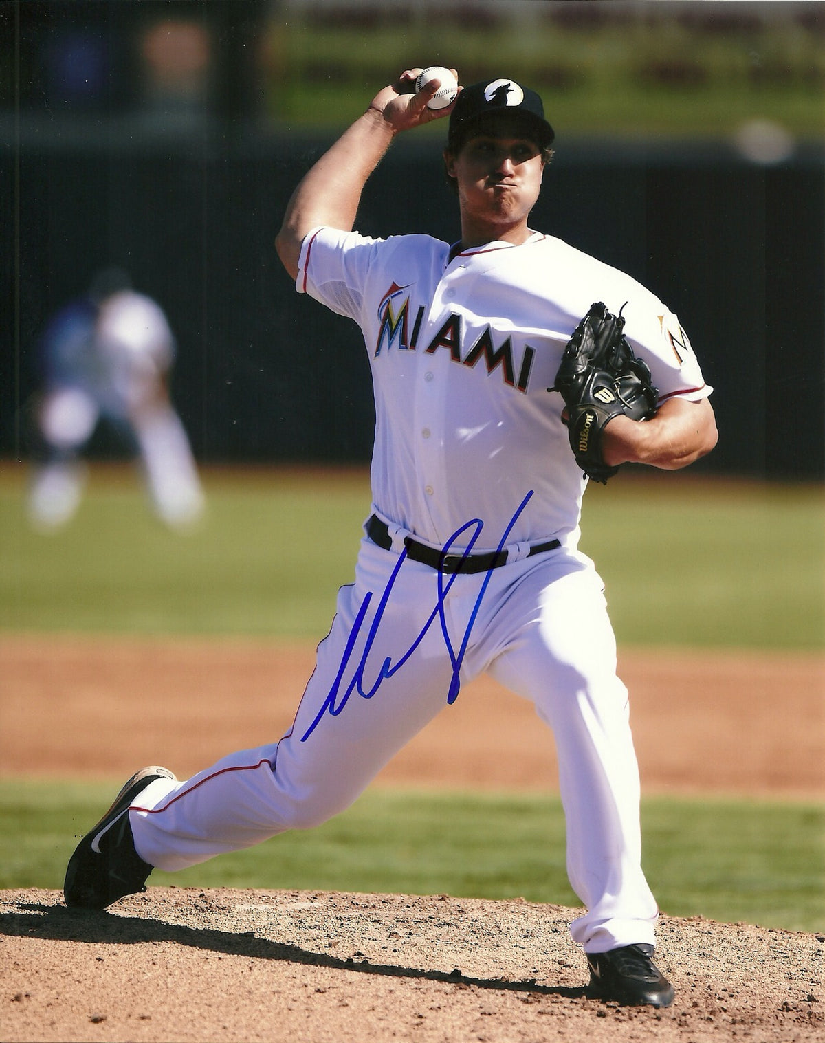 MICHAEL BRADY MIAMI MARLINS SIGNED AUTOGRAPHED 8x10 PHOTO W/COA ACTION