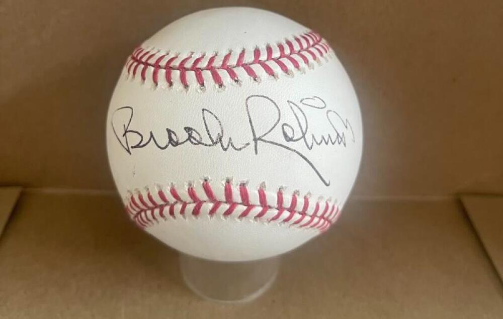 BROOKS ROBINSON ORIOLES SIGNED AUTOGRAPHED M.L. BASEBALL JSA STICKER ONLY