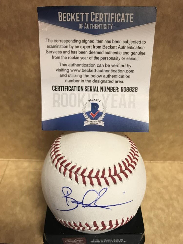 BRADLEY ZIMMER  INDIANS  SIGNED M.L.  BASEBALL ROOKIE YEAR  BECKETT R08629
