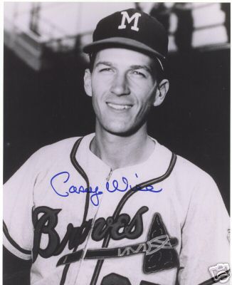CASEY WISE B/W MILWAUKEE BRAVES SIGNED 8X10 PHOTO W/COA
