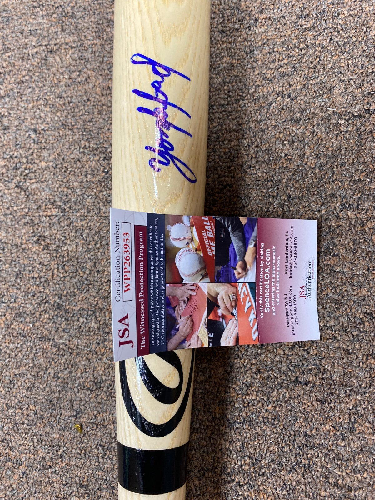 YORDAN ALVAREZ HOUSTON ASTROS SIGNED AUTOGRAPHED BLONDE RAWLINGS PRO BAT JSA *