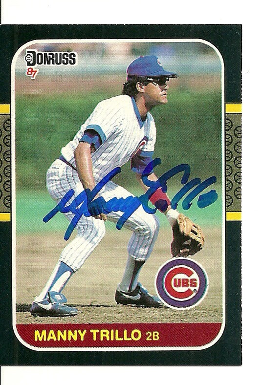 MANNY TRILLO CHICAGO CUBS SIGNED AUTO 1987 DONRUSS CARD #570 W/COA