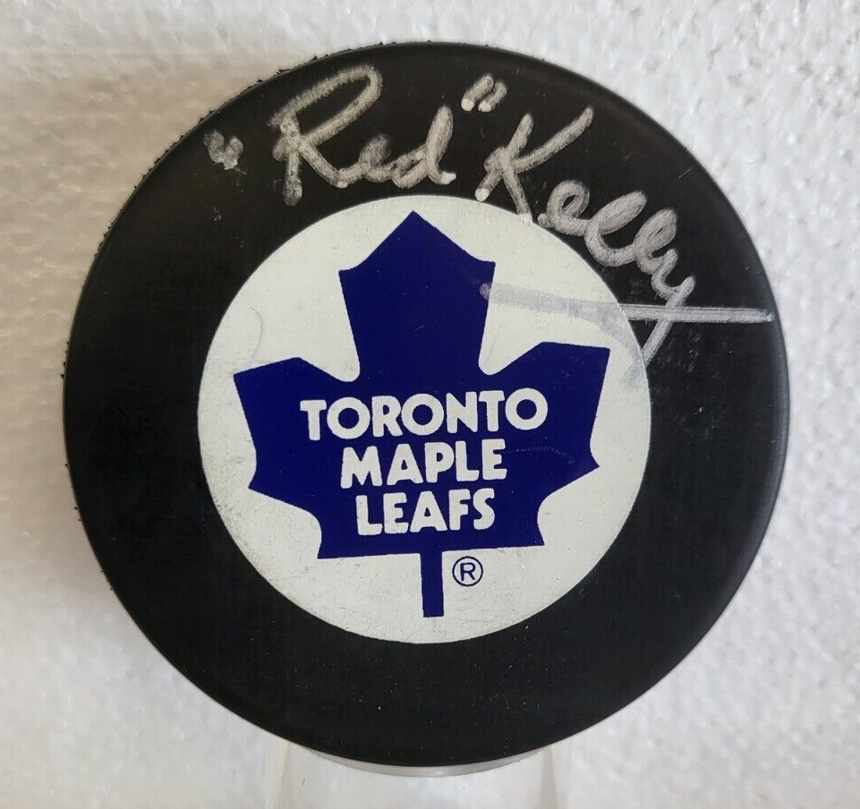 RED KELLY TORONTO MAPLE LEAFS SIGNED AUTOGRAPHED HOCKEY PUCK W/COA
