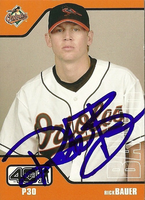 RICK BAUER BALTIMORE ORIOLES SIGNED AUTOGRAPHED 2002 UPPER DECK CARD #216 W/COA
