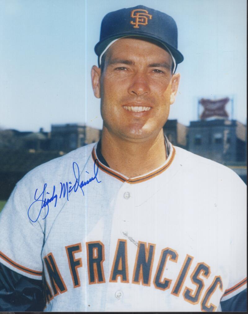 LINDY MCDANIEL SG GIANTS SIGNED AUTOGRAPHED 8X10 PHOTO W/ COA