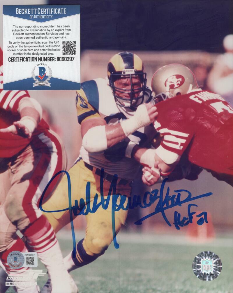 JACK YOUNGBLOOD LOS ANGELES RAMS HOF 07 SIGNED 8X10 PHOTO BECKETT BC60397