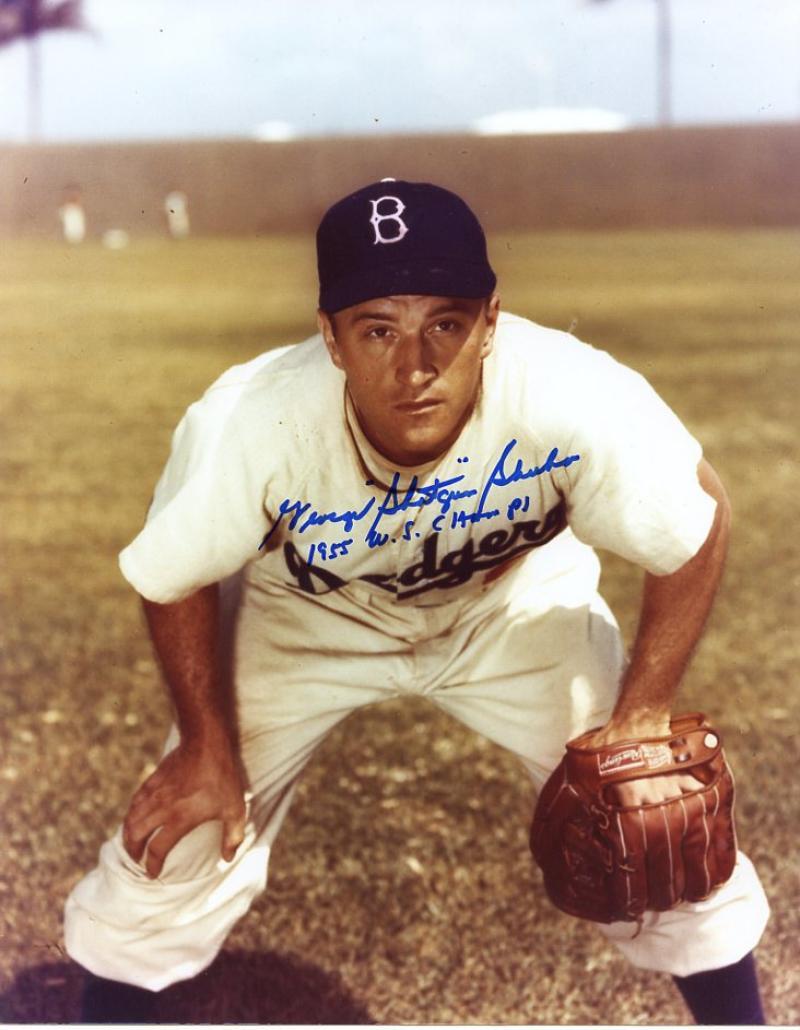 GEORGE SHOTGUN LOS ANGELES DODGERS SIGNED AUTOGRAPHED 1955 WS CHAMPS 8X10 PHOTO 