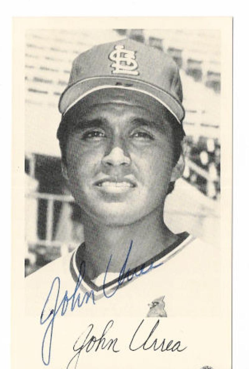 JOHN URREA ST. LOUIS CARDINALS SIGNED AUTOGRAPHED 3X5 PHOTO CARD W/COA 