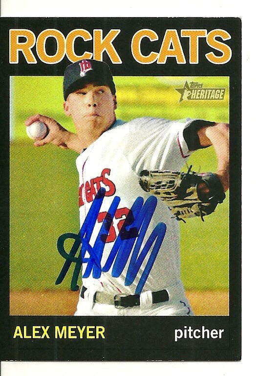 ALEX MEYER MINNESOTA TWINS SIGNED AUTO 2013 TOPPS HERITAGE CARD #197 W/COA 81/98