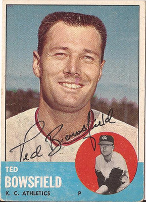 TED BOWSFIELD KANSAS CITY ATHLETICS SIGNED AUTOGRAPHED 1963 TOPPS CARD #339 COA
