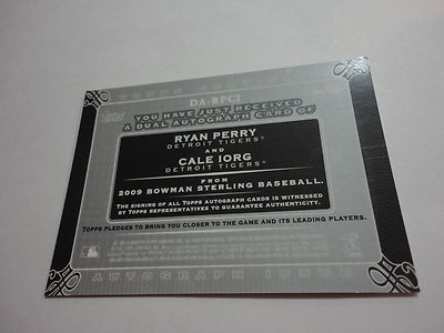RICK PERRY CALE IORG 2009 BOWMAN STERLING DUAL AUTOGRAPHED RC CARD