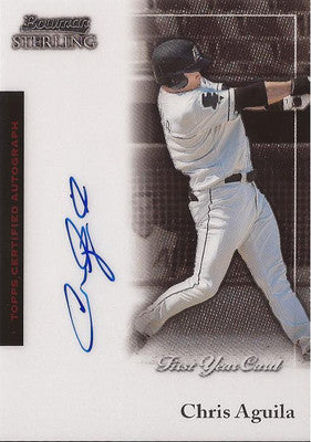 CHRIS AGUILA FLORIDA MARLINS 2004 BOWMAN STERLING AUTOGRAPHED SIGNED RC CARD