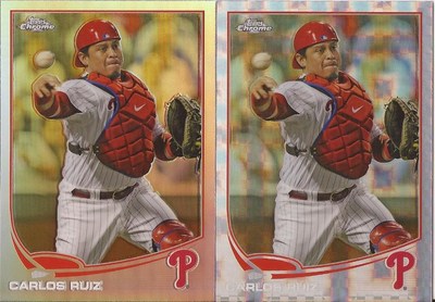 CARLOS RUIZ PHILLIES 2013 TOPPS CHROME REFRACTOR & XFRACTOR CARDS 2 LOT
