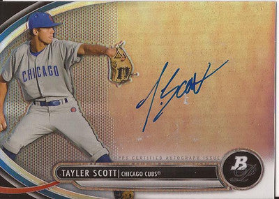 TAYLER SCOTT CHICAGO CUBS 2013 BOWMAN PLATINUM AUTOGRAPHED SIGNED RC CARD