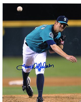  TOM  WILHELMSEN  ACTION  SEATTLE  MARINERS  SIGNED  AUTOGRAPHED  8X10  PHOTO