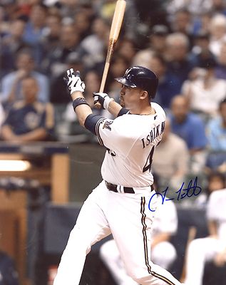 TRAVIS  ISHIKAWA    MILWAUKEE  BREWERS  SIGNED  AUTOGRAPHED  8X10  PHOTO     C