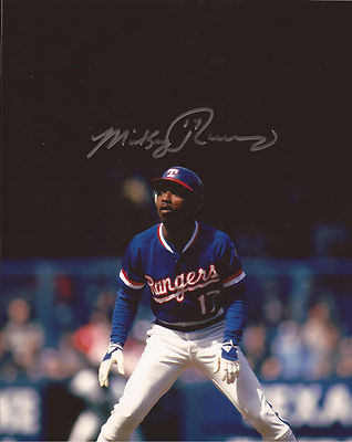 MICKEY RIVERSTEXAS RANGERS ACTION SIGNED AUTOGRAPHED 8X10 PHOTO W/COA 