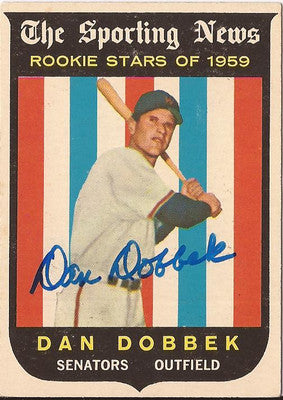 DAN DOBBEK WASHINGTON SENATORS SIGNED AUTOGRAPHED 1959 TOPPS S.N CARD #124 W/COA
